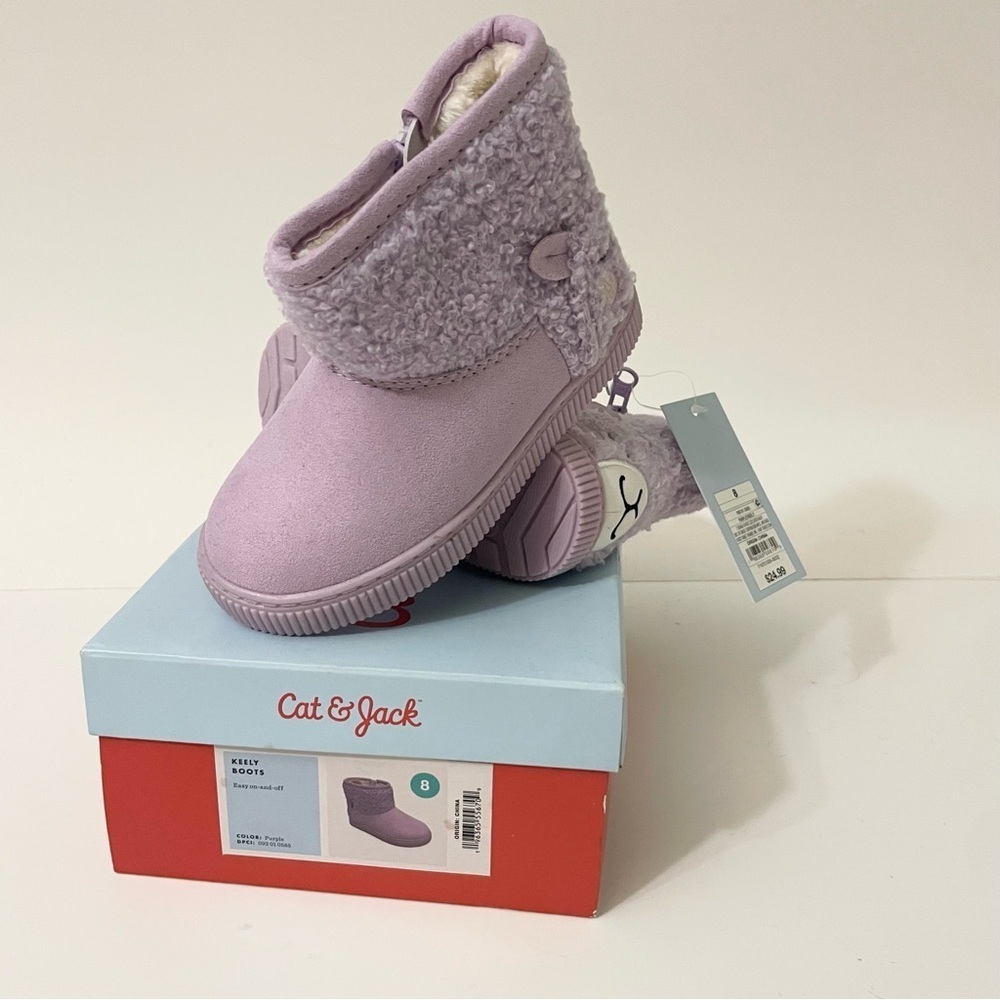 Cat And Jack Keely Boots Size 8 Purple Llama Pattern